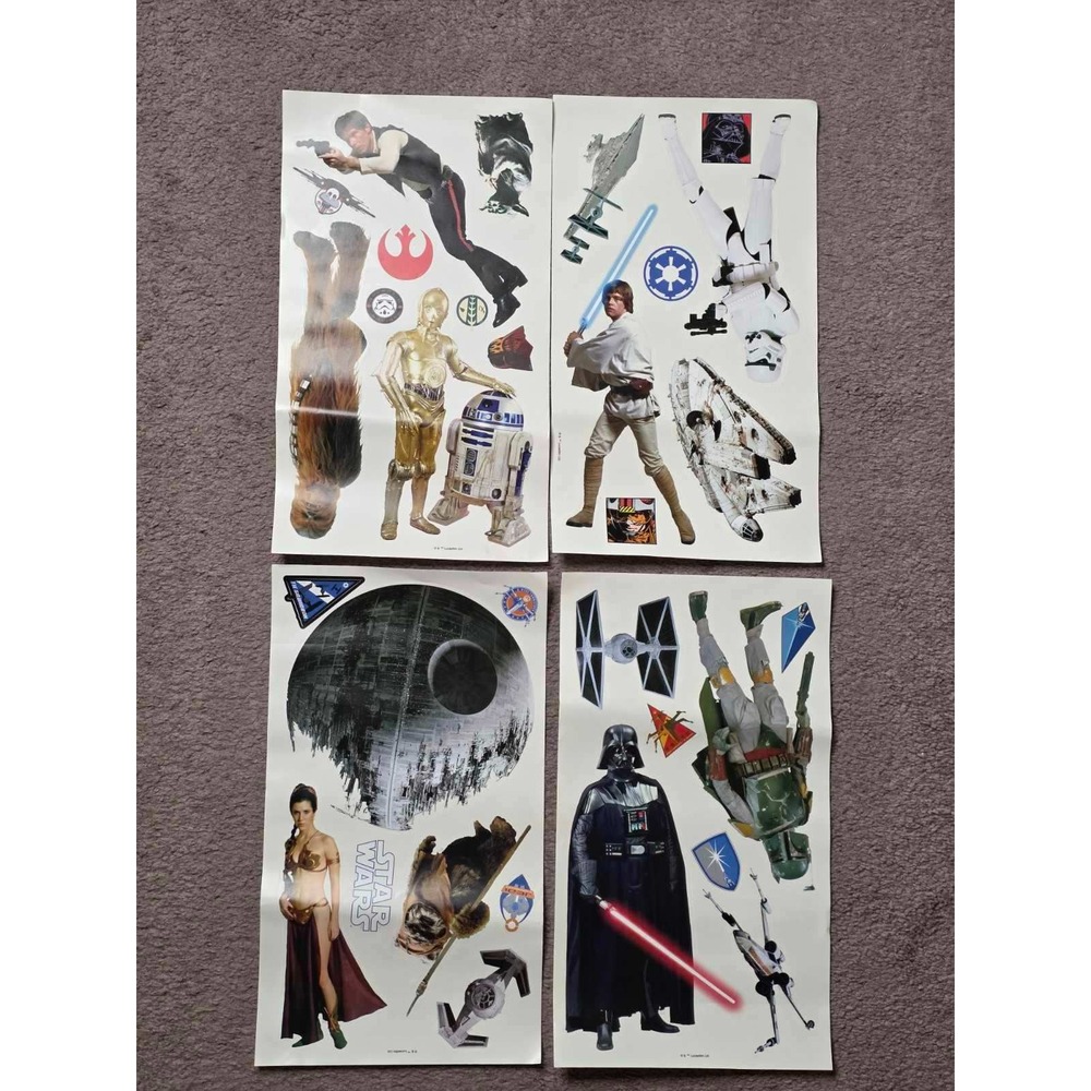 Star Wars Stickers 4 Sheets Darth Vader Luke Leia Han Solo Millennium Falcon